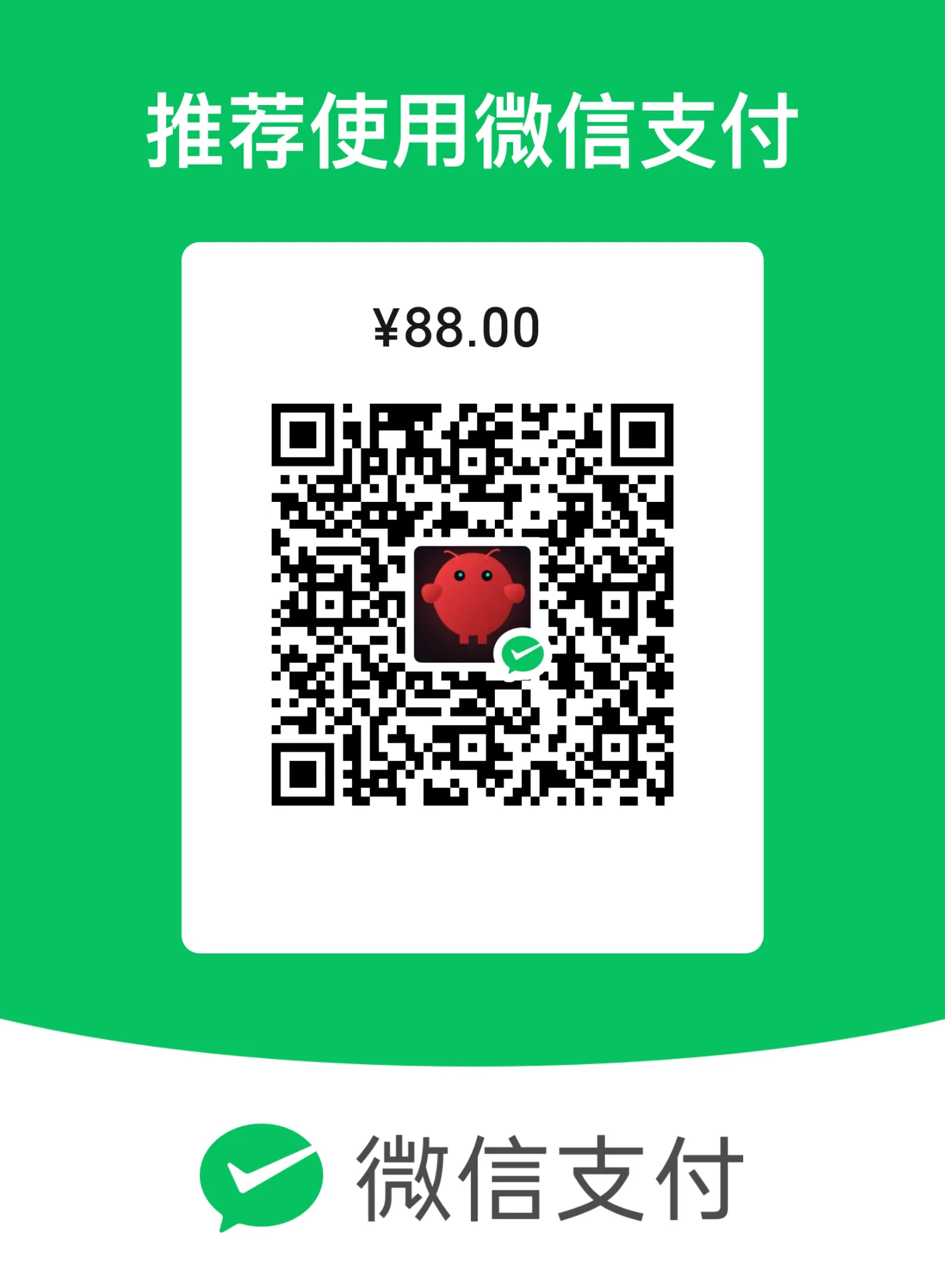 WeChat Pay QR code for M78Armor Hermes Core purchase at CNY 88